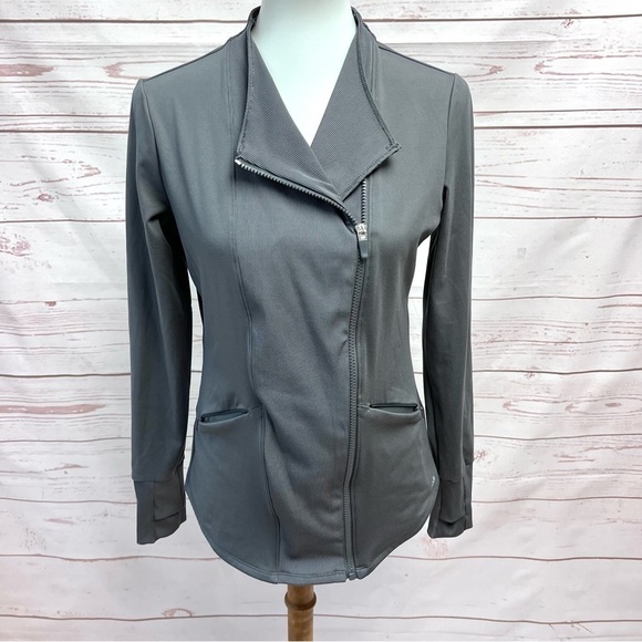 Zuda Asymmetrical Zip Activewear Moto Jacket - Picture 2 of 10
